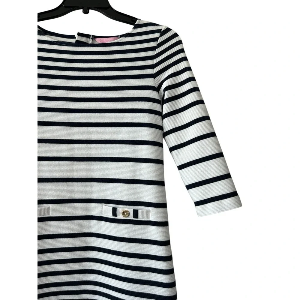 Lilly Pulitzer Dress Girls X Large Blue White Striped 3/4 Sleeve Preppy Beach XL